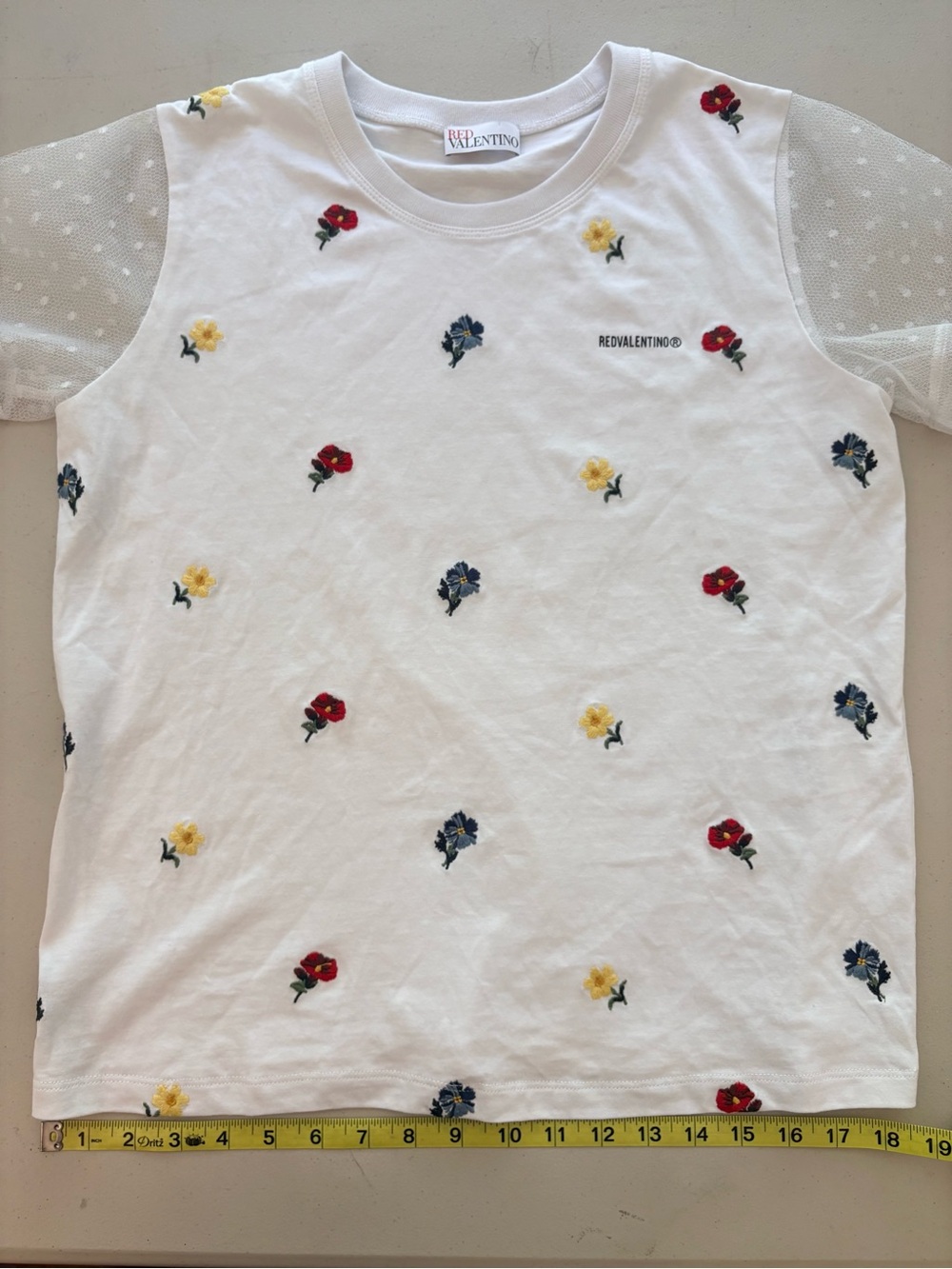 RED Valentino Floral Embroidered Short Sleeve Tee Size M - Picture 8 of 14